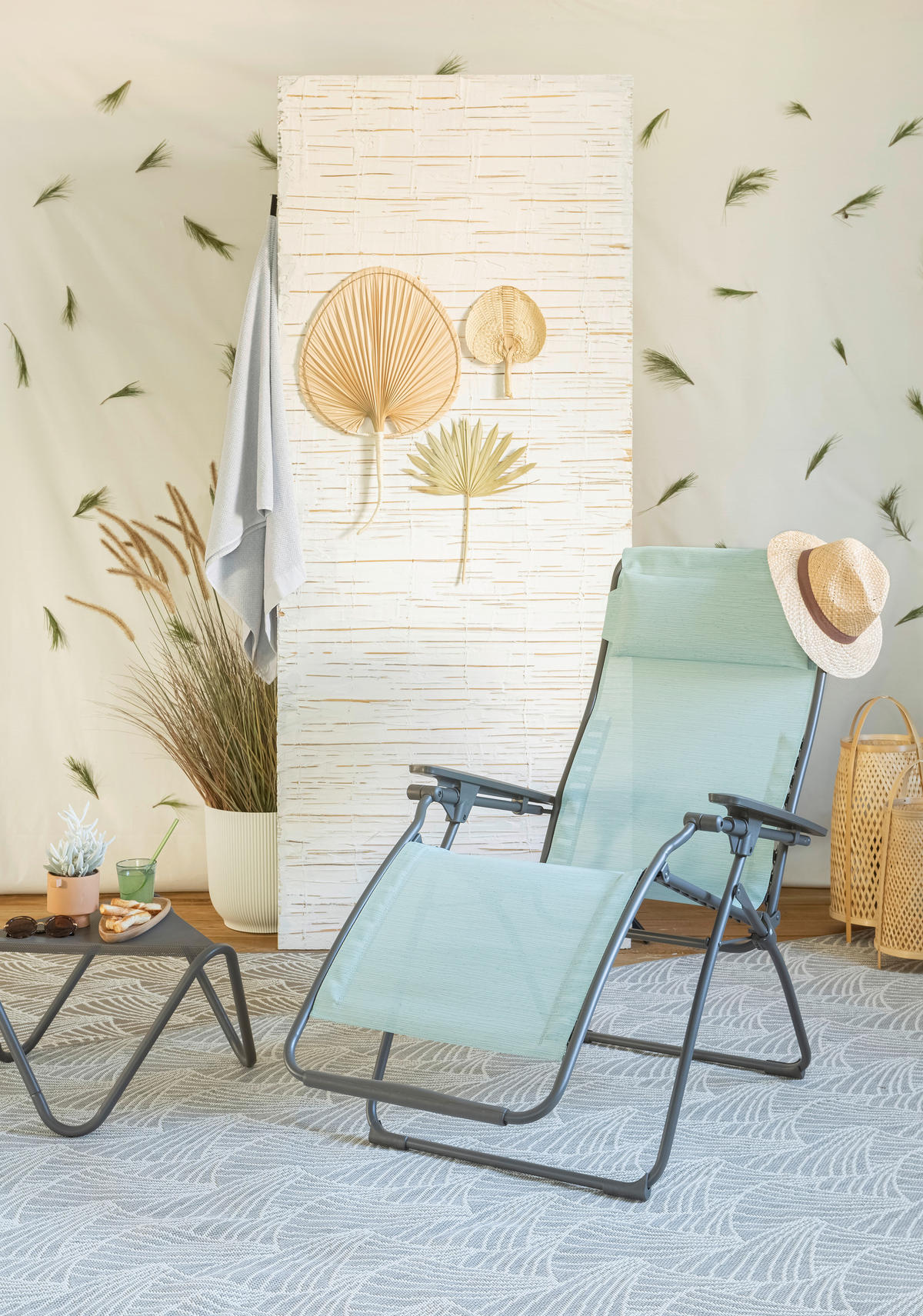 GARTEN-RELAXSESSEL Stahl  - Türkis/Titanfarben, Basics, Kunststoff/Textil (71/115/88cm) - Lafuma Mobilier