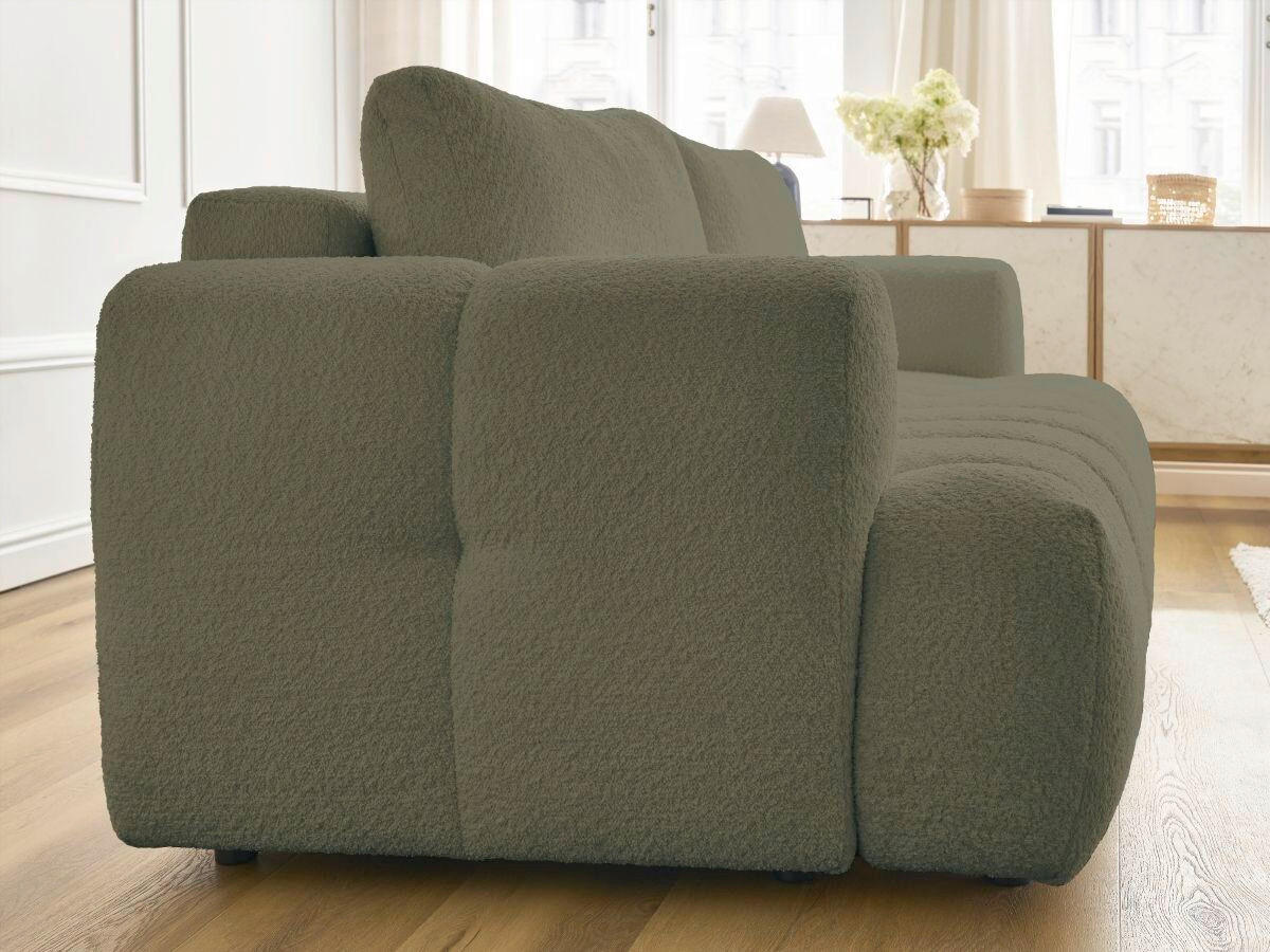 SCHLAFSOFA FUJI Bouclé Grün  inkl.  - Schwarz/Grün, MODERN, Kunststoff/Textil (251/113/88cm)