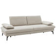 3-SITZER-SOFA Echtleder Ecru  - Ecru/Schwarz, Design, Leder/Metall (238/86/94cm) - Dieter Knoll