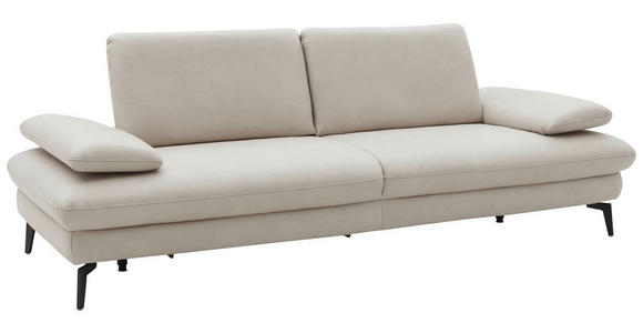 3-SITZER-SOFA Echtleder Ecru  - Ecru/Schwarz, Design, Leder/Metall (238/86/94cm) - Dieter Knoll