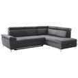 ECKSOFA  in Samt Grau, Dunkelgrau  - Chromfarben/Dunkelgrau, KONVENTIONELL, Textil/Metall (271/206cm) - Carryhome