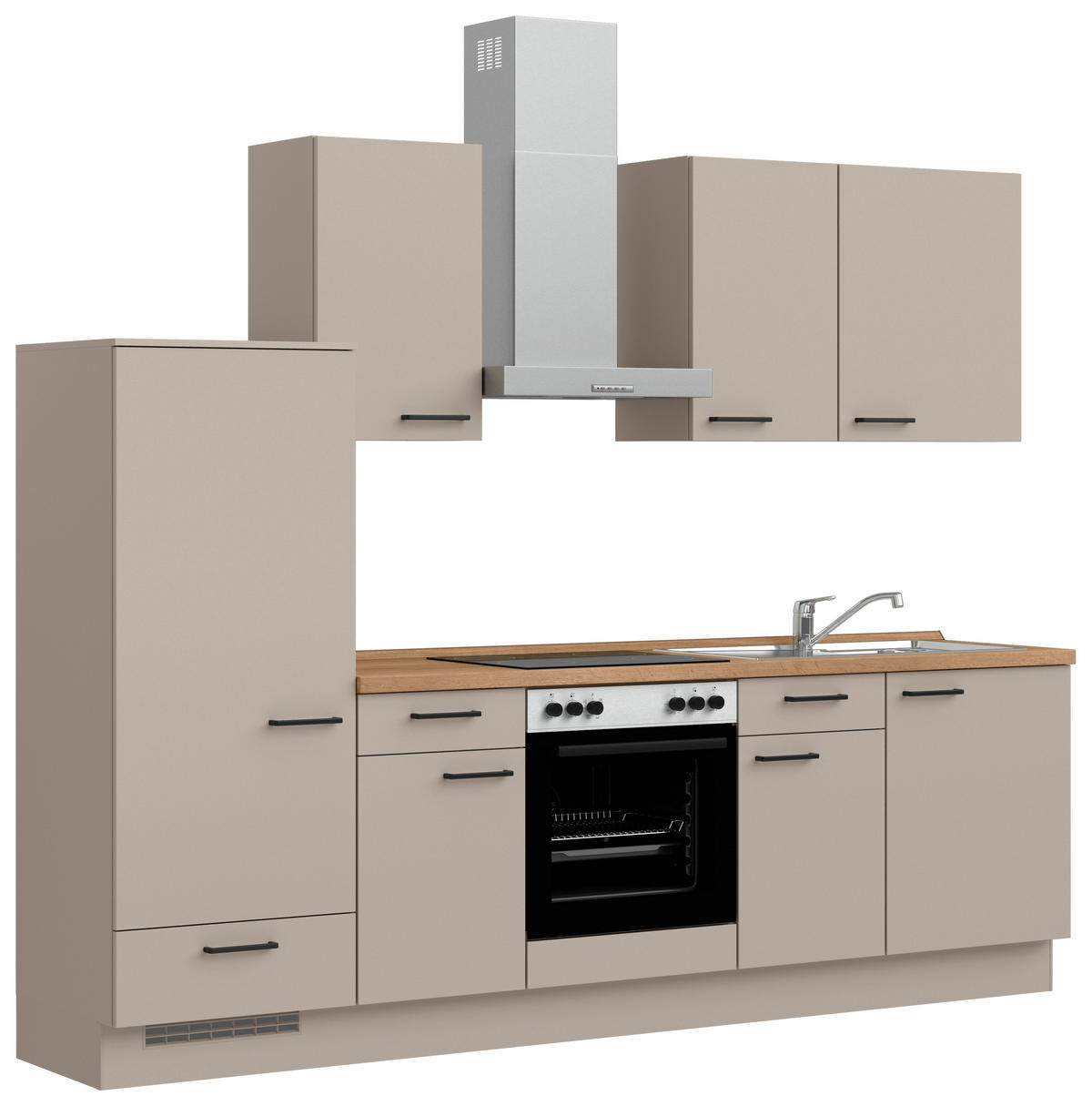 KÜCHENBLOCK Easytouch 270 cm  in Eichefarben, Sandfarben  - Sandfarben/Eichefarben, MODERN, Holzwerkstoff/Metall (270cm) - Nobilia