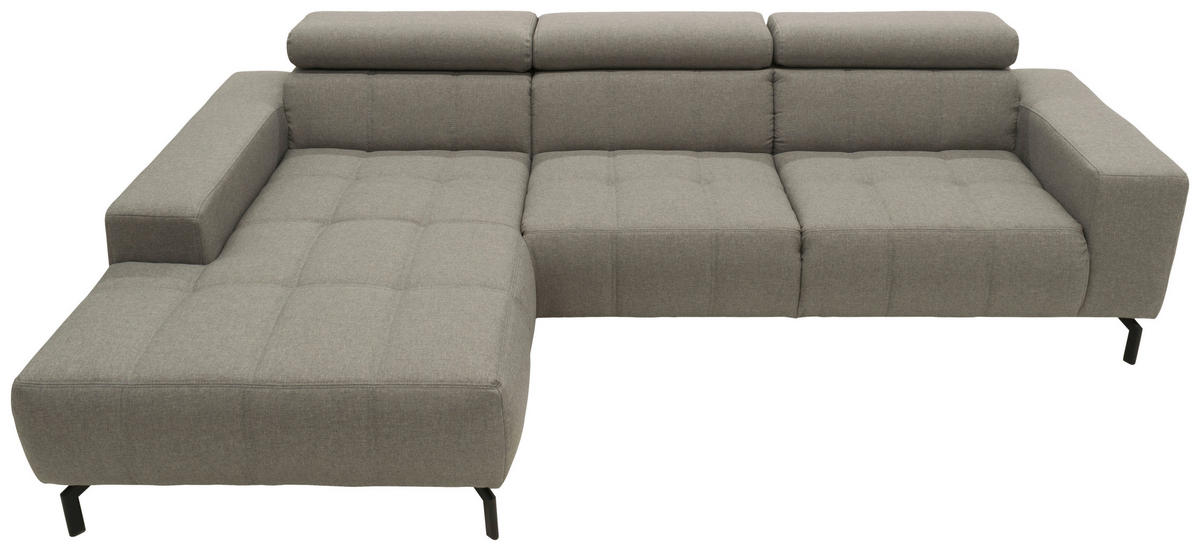 ECKSOFA in Webstoff Silberfarben  175/292 cm  - Silberfarben/Schwarz, Design, Textil/Metall (175/292cm) - MID.YOU