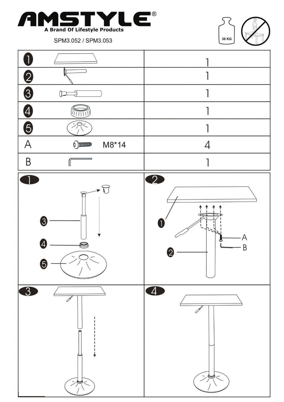 VISOKI STOL - bijela/boje kroma, Moderno, drvni materijal/metal (63/83-104/63cm) - MID.YOU
