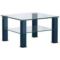 COUCHTISCH in Metall, Glas 75/75/42,5 cm  - Blau, Design, Glas/Kunststoff (75/75/42,5cm)