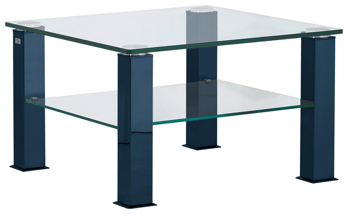 COUCHTISCH in Metall, Glas 75/75/42,5 cm  - Blau, Design, Glas/Kunststoff (75/75/42,5cm)