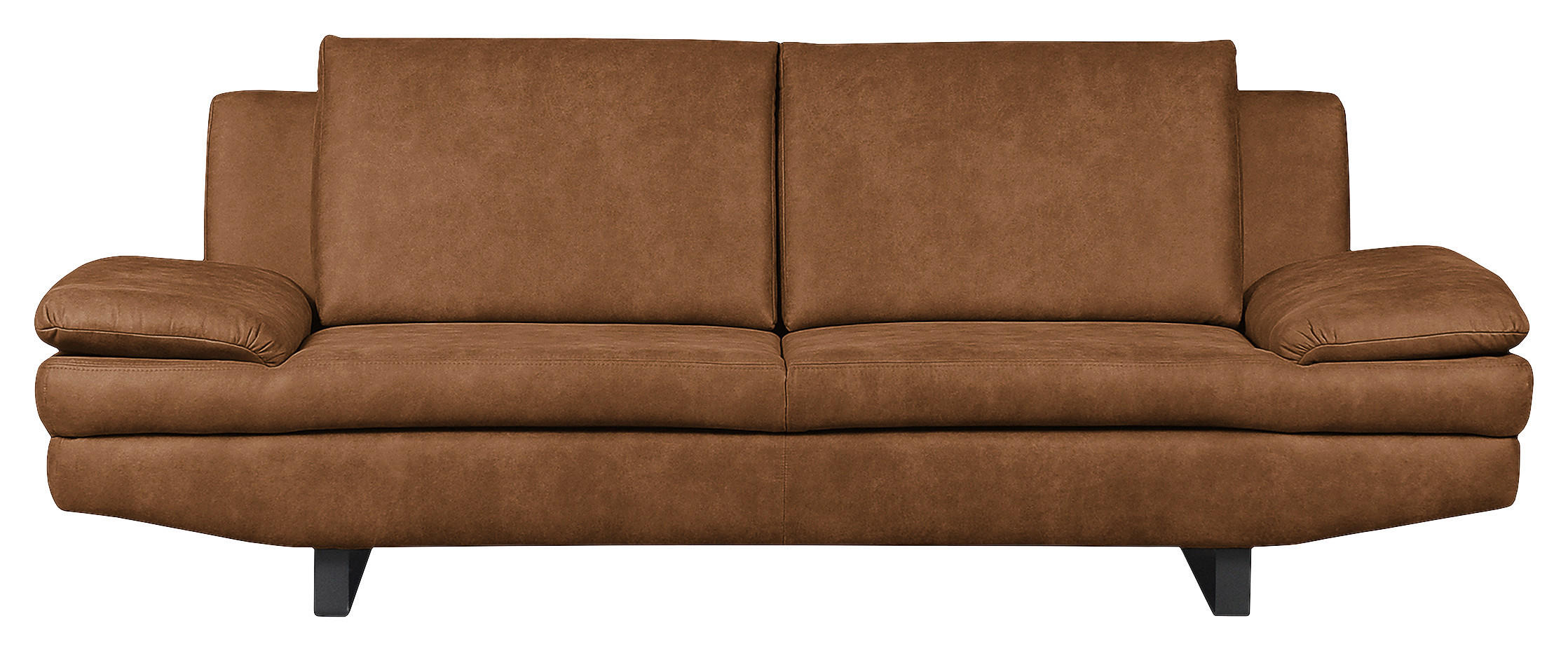 3-SITZER-SOFA Mikrofaser Cognac  - Cognac/Schwarz, Design, Textil/Metall (218/78/88cm) - MID.YOU