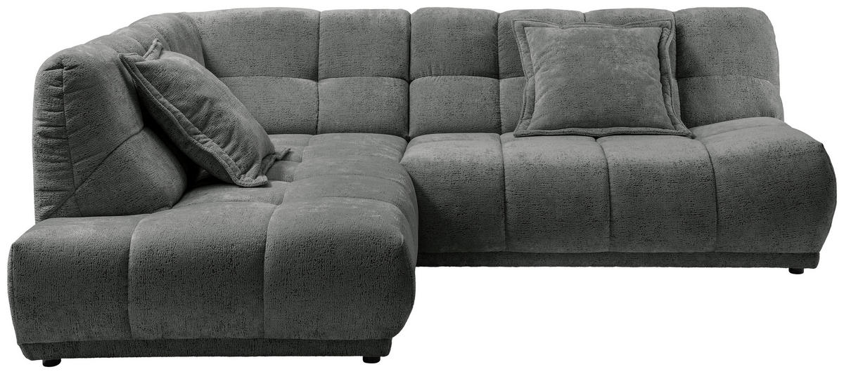 ECKSOFA ITALIA in Chenille Anthrazit  203/254 cm  - Anthrazit/Schwarz, MODERN, Kunststoff/Textil (203/254cm) - Livetastic
