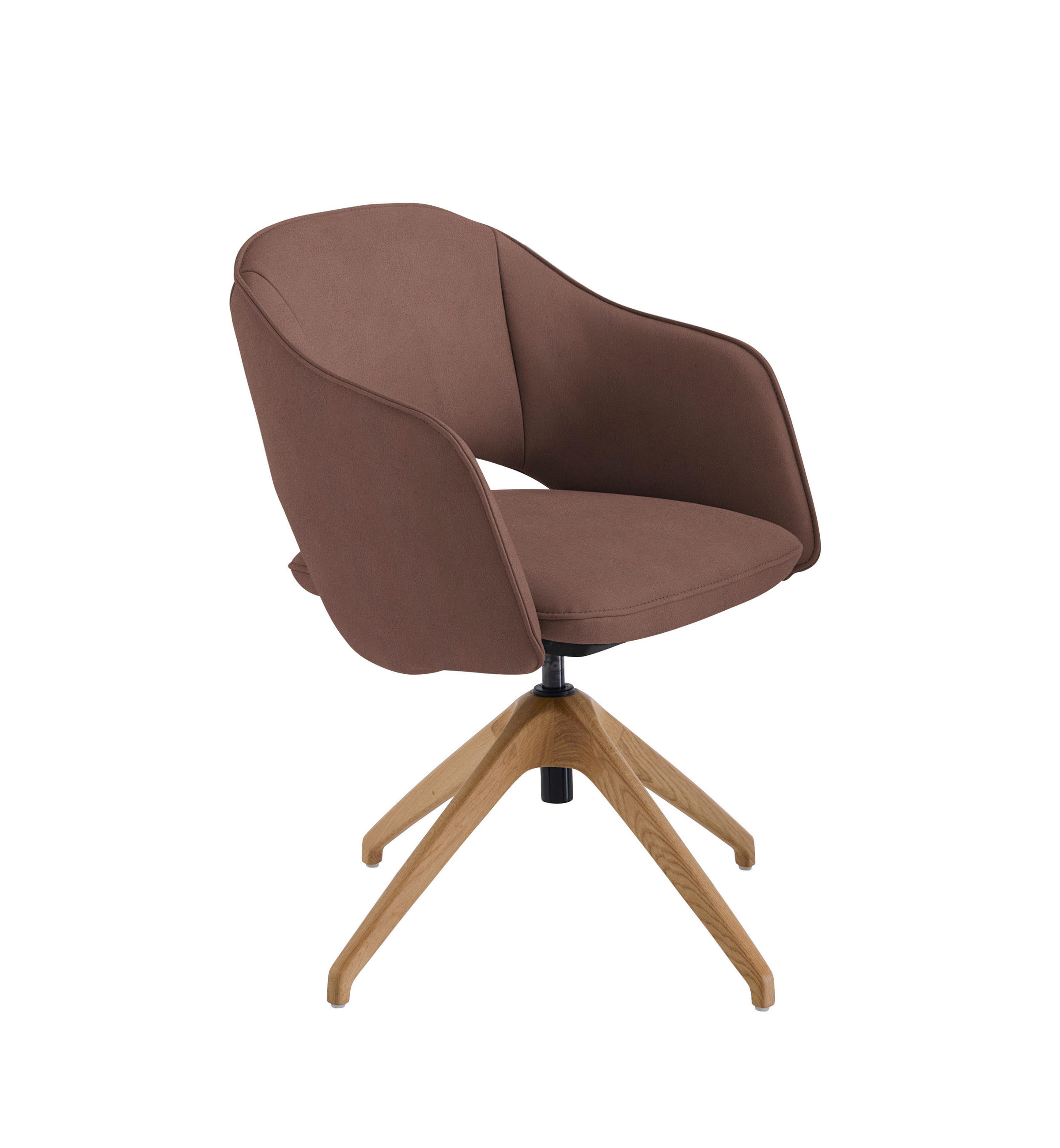 ARMLEHNSTUHL  in Echtleder naturbelassen  - Wildeiche/Rotbraun, Design, Leder/Holz (63/74-90/57-73cm) - Koinor