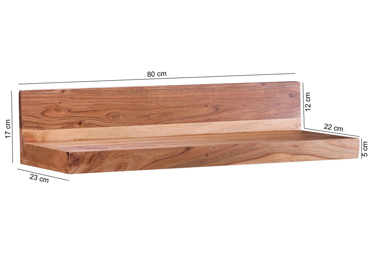 WANDREGAL 80/17/23 cm  - Akaziefarben, Modern, Holz (80/17/23cm) - MID.YOU