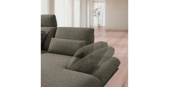 ECKSOFA  in Flachgewebe Braun Rücken echt, Armteilverstellung, Relaxfunktion  234/155 cm  - Schwarz/Braun, Design, Textil/Metall (234/155cm) - Dieter Knoll