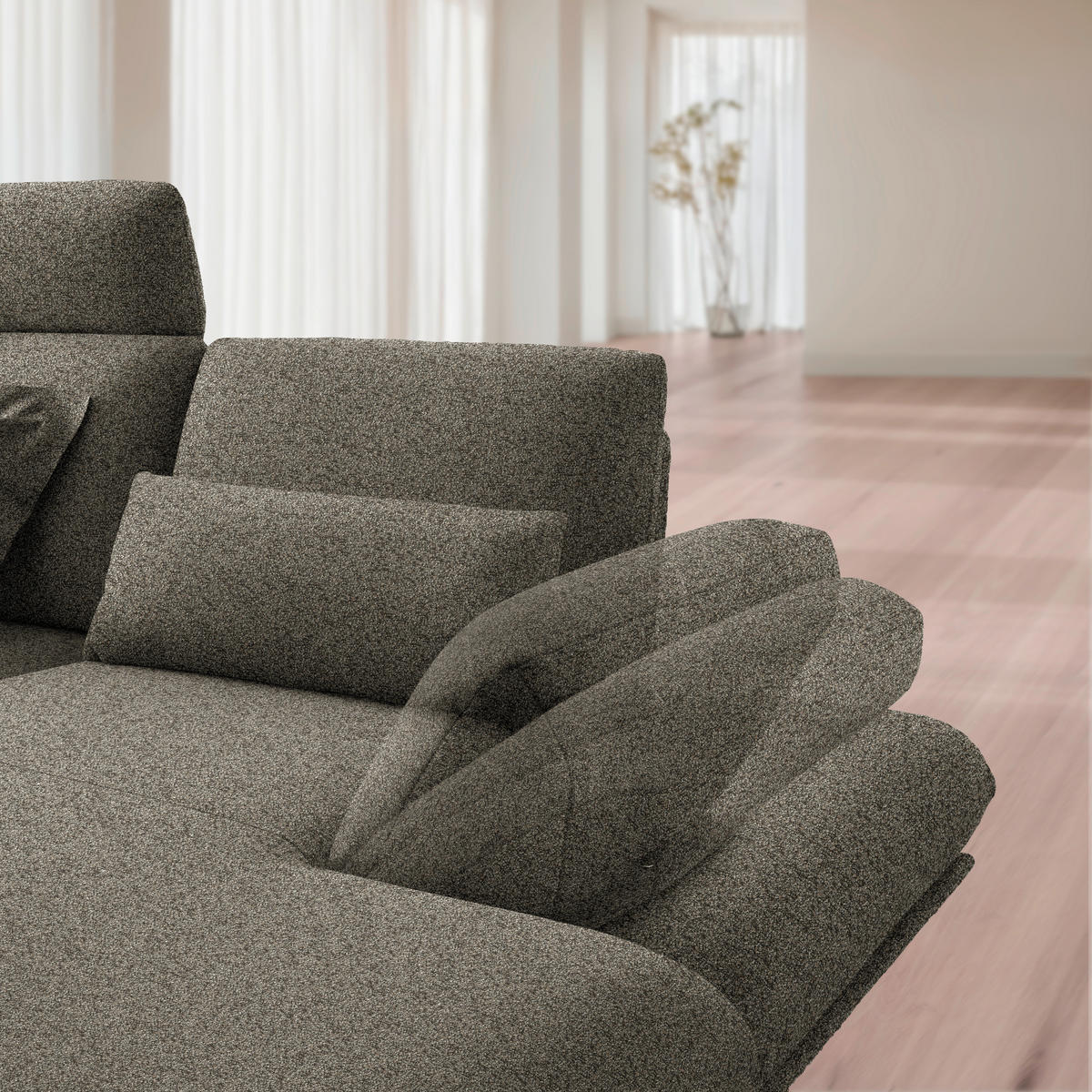 ECKSOFA  in Flachgewebe Braun  234/155 cm  - Schwarz/Braun, Design, Textil/Metall (234/155cm) - Dieter Knoll