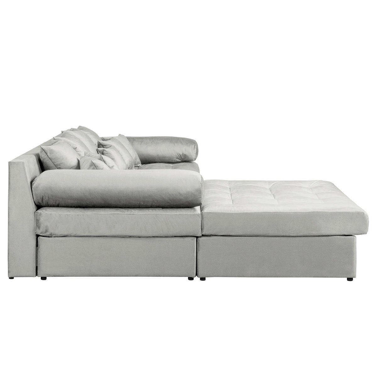 ECKSOFA Velours Hellgrau  - Hellgrau/Schwarz, Design, Kunststoff/Textil (243/284cm) - P & B