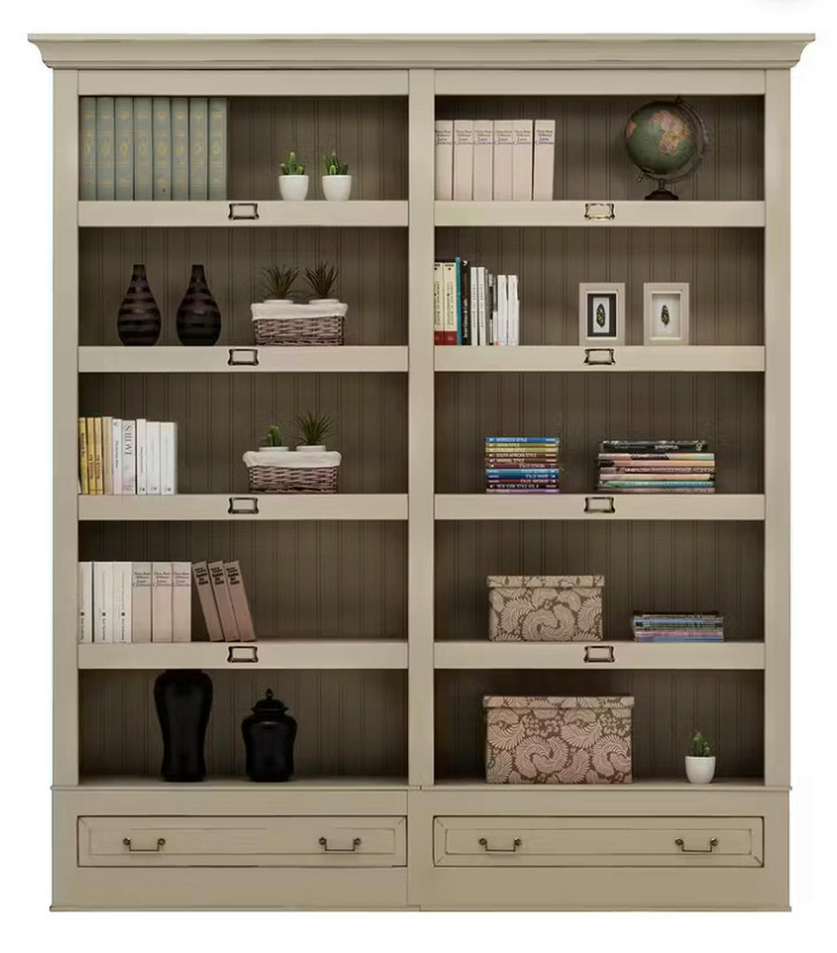BÜCHERWAND Pinie massiv Elfenbein  - Elfenbein/Bronzefarben, LIFESTYLE, Holz/Metall (214/238,5/46,5cm) - Livetastic