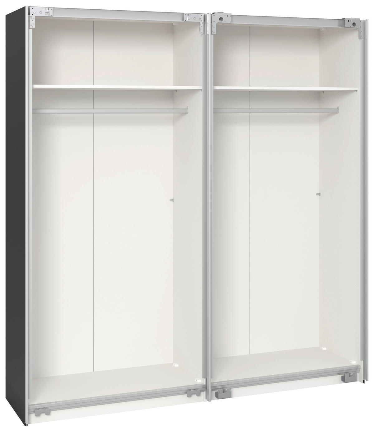 SCHWEBETÜRENSCHRANK  in Anthrazit, Schwarz  - Edelstahlfarben/Anthrazit, Design, Glas/Holzwerkstoff (203/236/65cm) - Carryhome