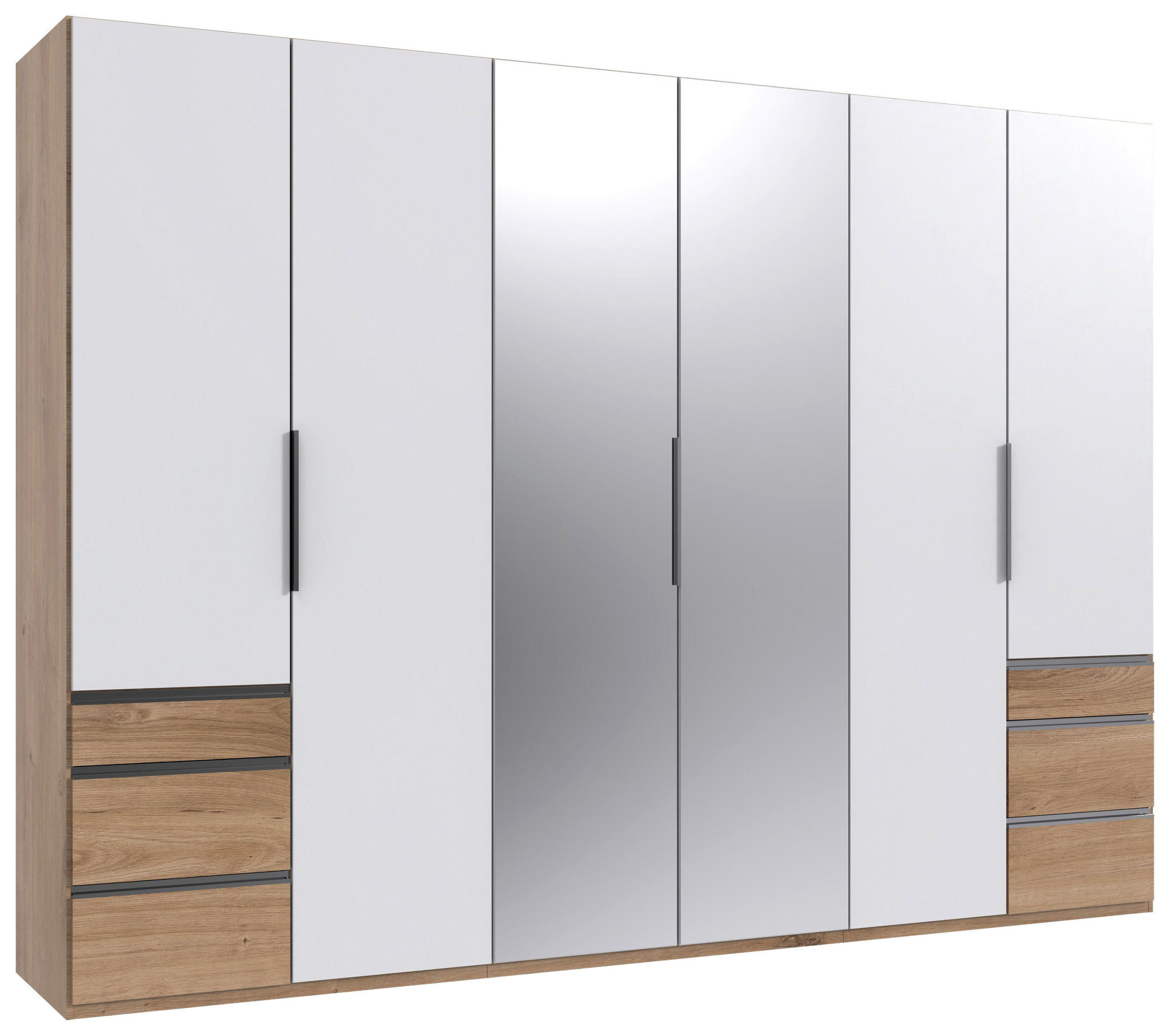 DREHTÜRENSCHRANK in Weiss, Eichefarben  - Chromfarben/Weiss, Modern, Glas/Holzwerkstoff (300/216/58cm) - MID.YOU