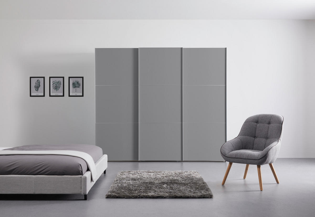 SCHWEBETÜRENSCHRANK in Grau  - Alufarben/Grau, Holzwerkstoff/Metall (249/222/68cm) - Moderano