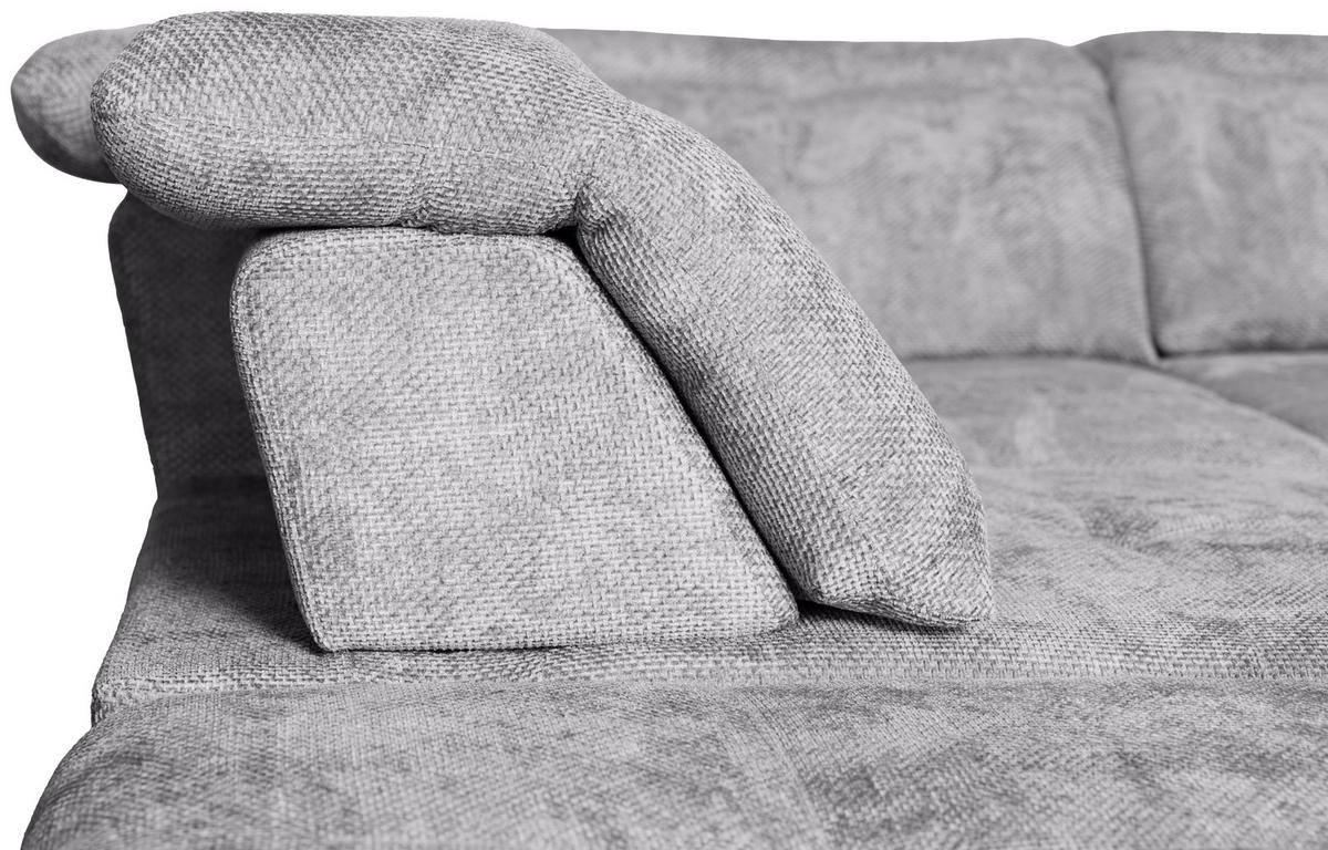 WOHNLANDSCHAFT Hellgrau Struktur  - Hellgrau/Schwarz, KONVENTIONELL, Textil/Metall (253/357/188cm) - Carryhome