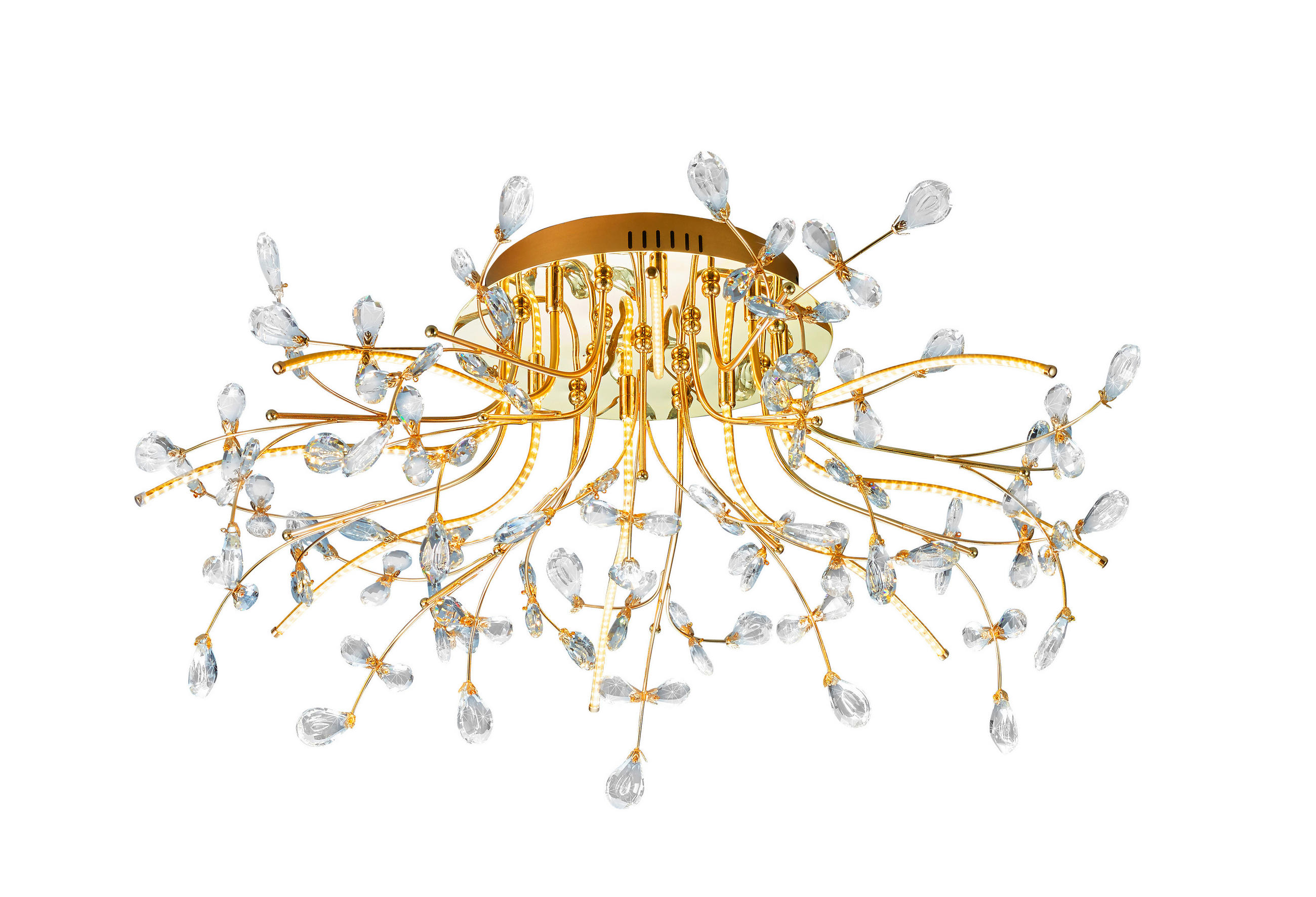 LED-DECKENLEUCHTE Crystal X 77 cm  - Messingfarben, Design, Glas/Metall (77cm) - Hell