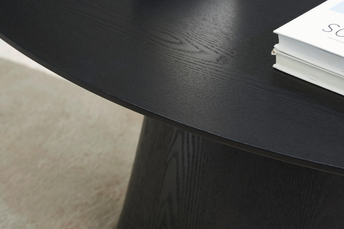 COUCHTISCH Pappel furniert 110/60/40 cm oval Schwarz  - Schwarz, Basics, Holz/Holzwerkstoff (110/60/40cm) - MID.YOU