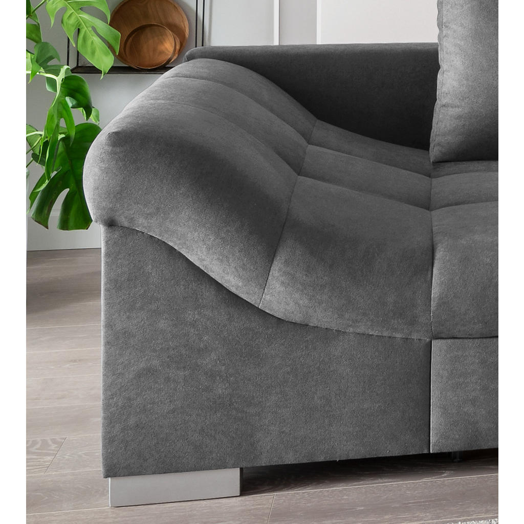 Thumbnail - Mid.you Eckschlafsofa, Dunkelgrau, Textil, Buche, 4-Sitzer, Füllung: Schaumstoff, 298x202 cm, Liegefunktion, Rücken echt...