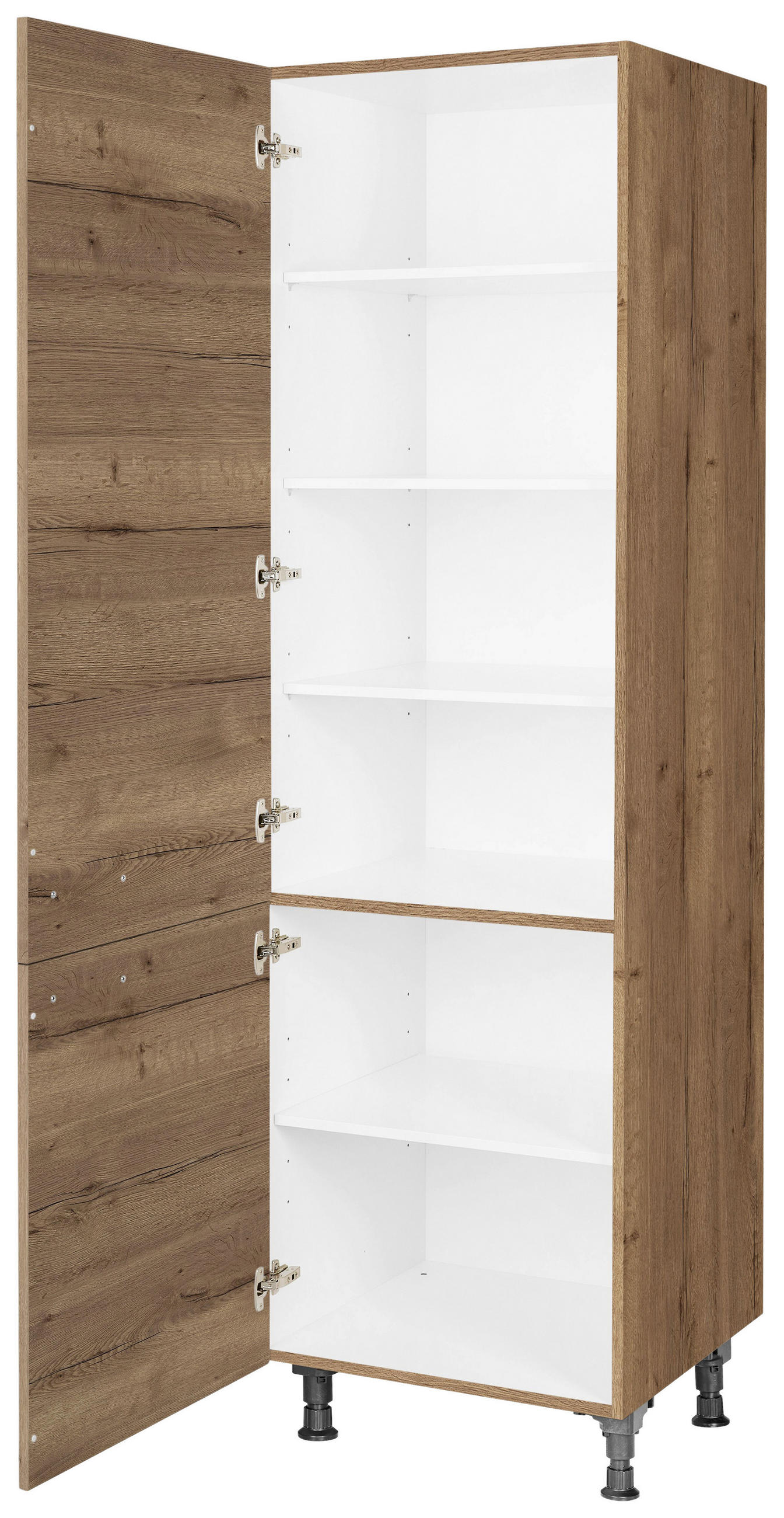 GESCHIRRSCHRANK 60/216,6/58 cm  in Eiche dunkel  - Eiche dunkel/Schwarz, MODERN, Holzwerkstoff/Metall (60/216,6/58cm) - Nobilia