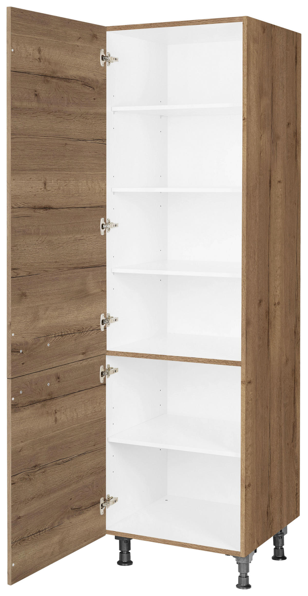 GESCHIRRSCHRANK 60/216,6/58 cm  in Eiche dunkel  - Eiche dunkel/Schwarz, MODERN, Holzwerkstoff/Metall (60/216,6/58cm) - Nobilia