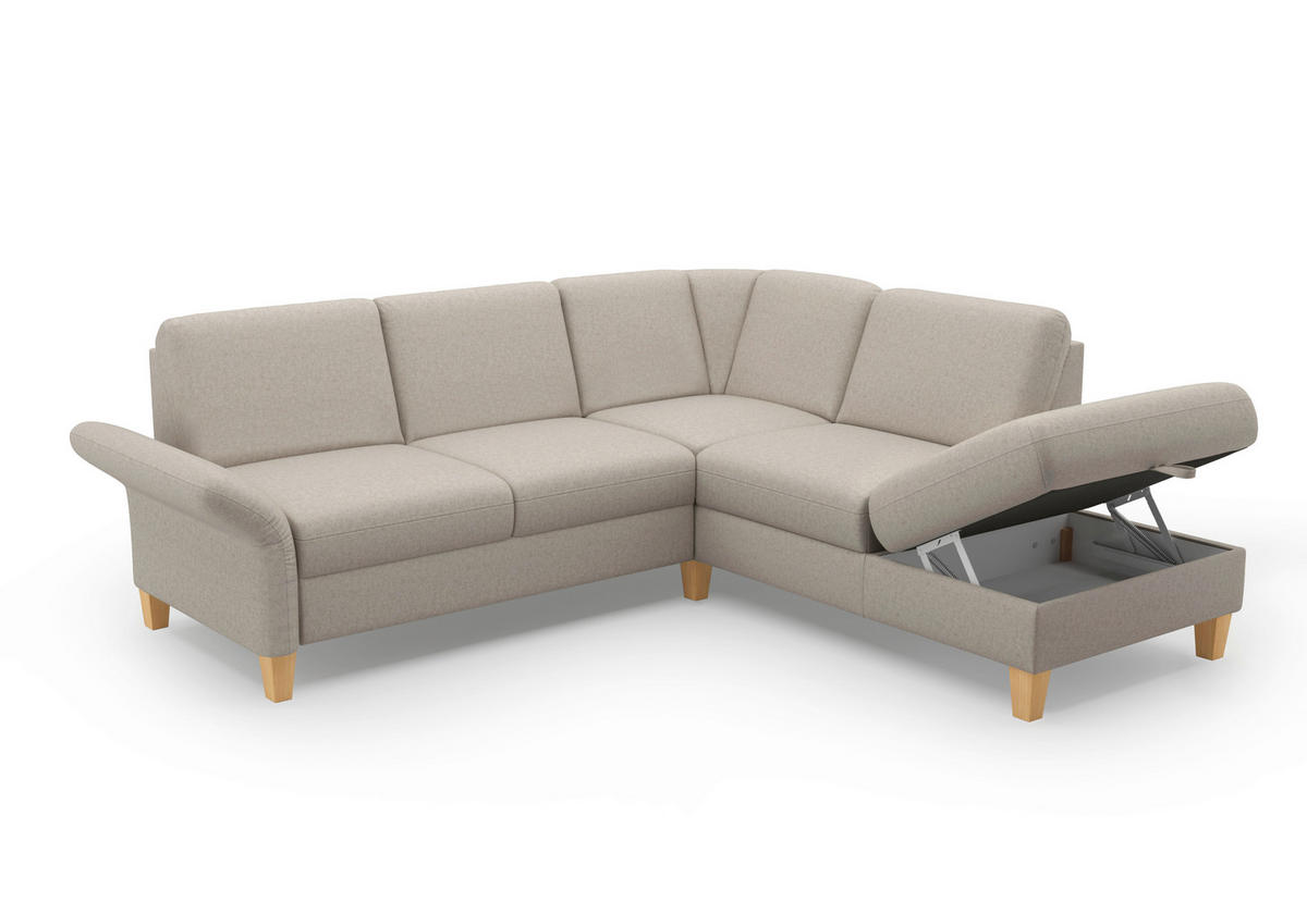 ECKSOFA ROCHELLE E Taupe Flachgewebe  - Taupe/Eichefarben, KONVENTIONELL, Holz/Textil (240/216cm) - Sit & More