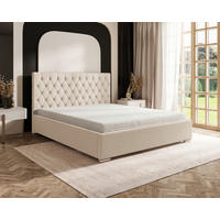 POLSTERBETT 200/200 cm,  in Creme, gepolstertes Kopfteil, Lattenrost, Bettkasten,  - Chromfarben/Creme, MODERN, Holz/Kunststoff (200/200cm) - Chameo