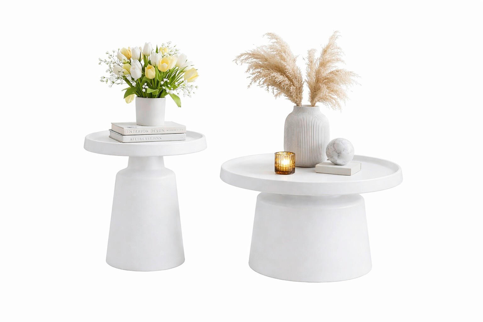 COUCHTISCHSET rund Weiß  - Weiß, Design, Metall (50/50/50cm) - MID.YOU