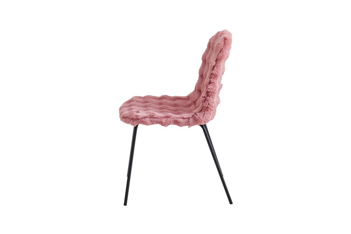 STUHL   Plüsch  Rosa  - Schwarz/Rosa, Design, Textil/Metall (44/87/53cm) - Milino