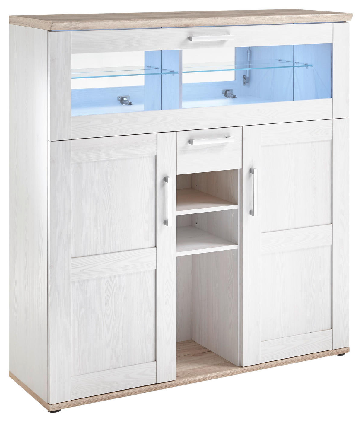 BAR Braun, Weiß  - Anthrazit/Silberfarben, Design, Glas/Holzwerkstoff (128/137/42cm) - Xora