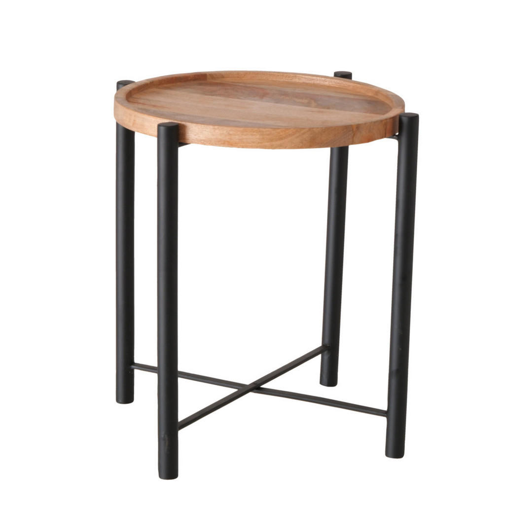 XXXL KONFERENČNÍ STOLEK, přírodní barvy, černá, dřevo, kov, 43/43/45 cm