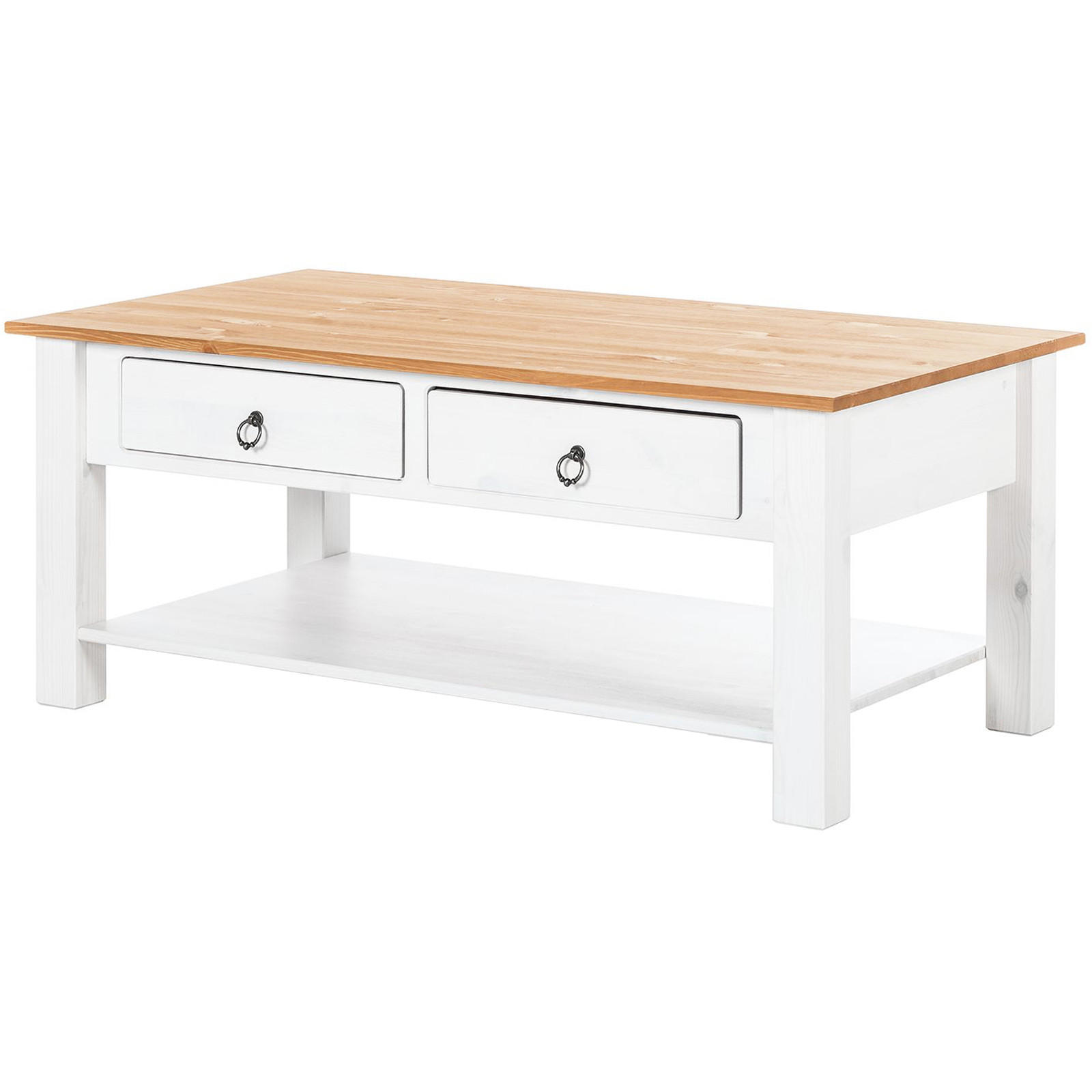 COUCHTISCH Kiefer 110/45/60 cm rechteckig Weiß  - Bronzefarben/Weiß, Design, Holz/Metall (110/45/60cm) - MID.YOU
