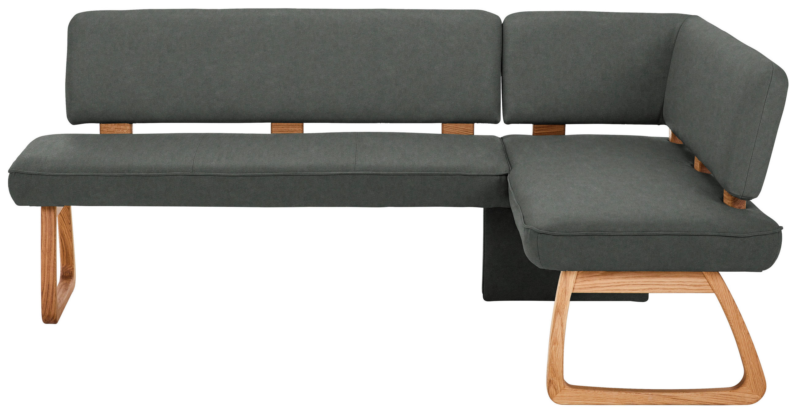 ECKBANK 208/155 cm Webstoff, Mikrofaser Dunkelgrau Eiche vollmassiv   - Dunkelgrau, KONVENTIONELL, Holz/Textil (208/155cm) - Venda