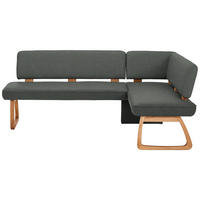 ECKBANK 208/155 cm Webstoff, Mikrofaser Dunkelgrau Eiche vollmassiv   - Dunkelgrau, KONVENTIONELL, Holz/Textil (208/155cm) - Venda