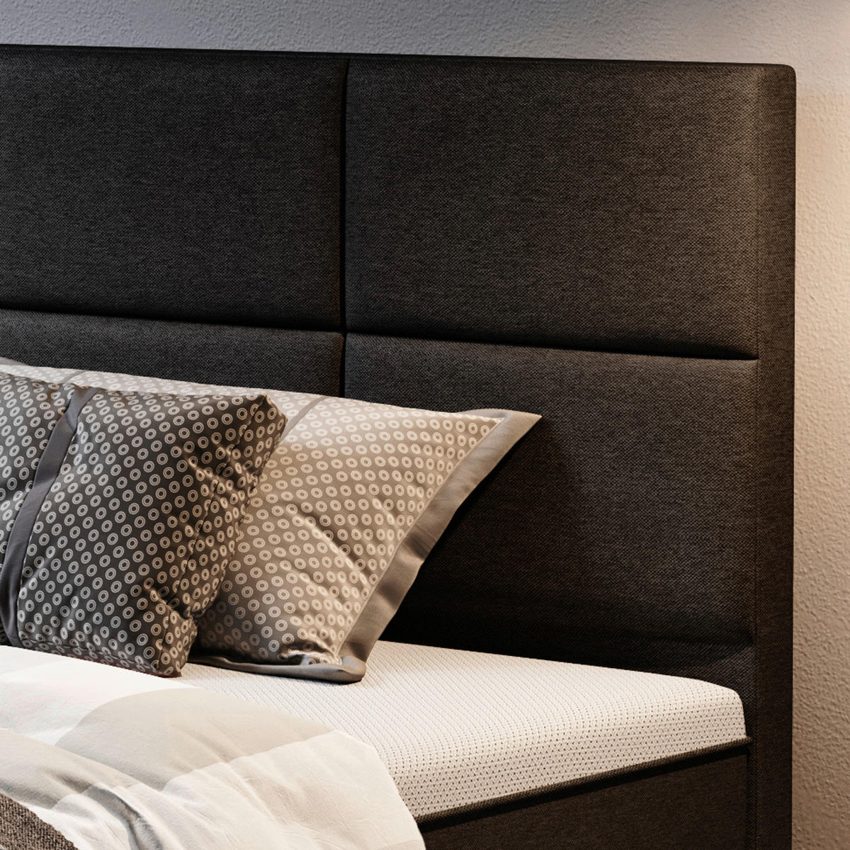 BOXSPRINGBETT 180/200 cm  in Schwarz  - Silberfarben/Schwarz, KONVENTIONELL, Textil/Metall (180/200cm) - MID.YOU