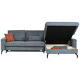 ECKSOFA in Cord, Velours Graphitfarben  - Schwarz/Graphitfarben, Design, Textil/Metall (302/180cm) - Venda