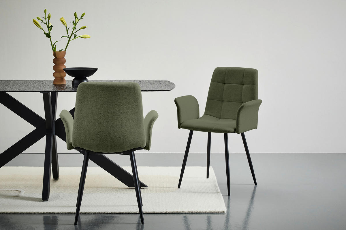 STOL MED ARMSTÖD järn vävt tyg  - grön/svart, Modern, metall/textil (59/87,5/54,5cm) - Stylife