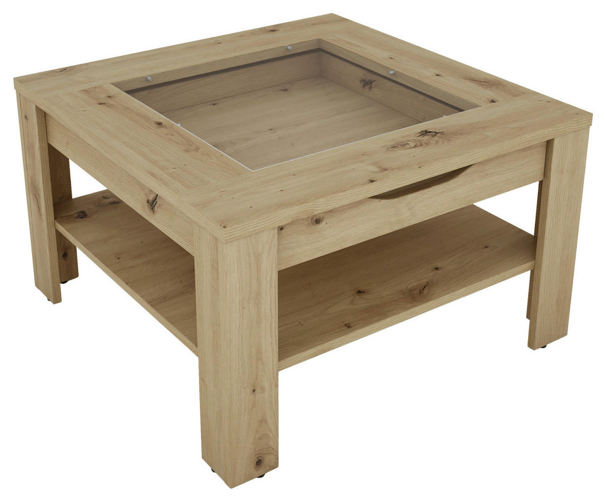 COUCHTISCH in Holzwerkstoff  - Eiche Artisan, Design, Glas/Holzwerkstoff (67/43/67cm) - MID.YOU