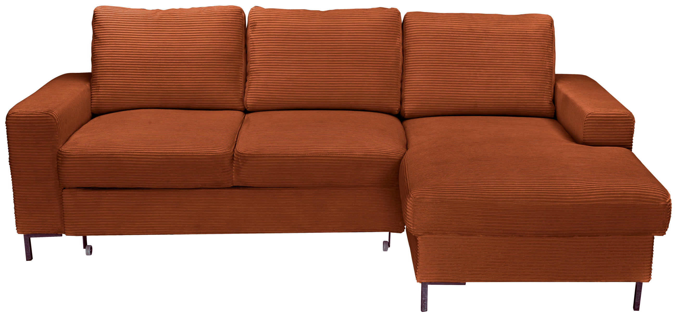 ECKSOFA Rostfarben Cord  - Rostfarben/Schwarz, KONVENTIONELL, Textil/Metall (240/150cm) - Carryhome