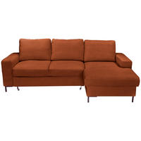 ECKSOFA Rostfarben Cord  - Rostfarben/Schwarz, KONVENTIONELL, Textil/Metall (240/150cm) - Carryhome