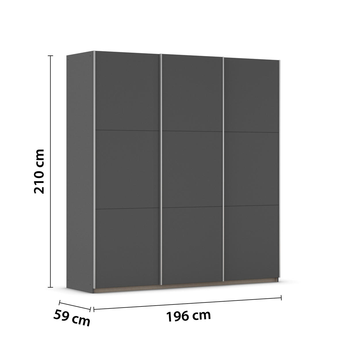 SCHWEBETÜRENSCHRANK Grau  - Grau, Trend, Holzwerkstoff/Metall (196/210/59cm) - Rauch Möbel