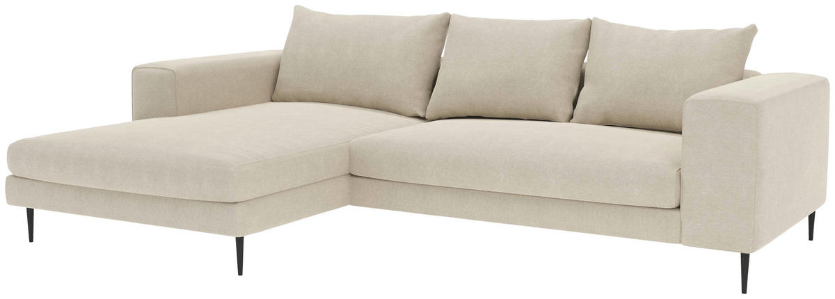 ECKSOFA in Struktur Beige  - Beige/Schwarz, Modern, Textil/Metall (170/325cm) - Trendmanufaktur