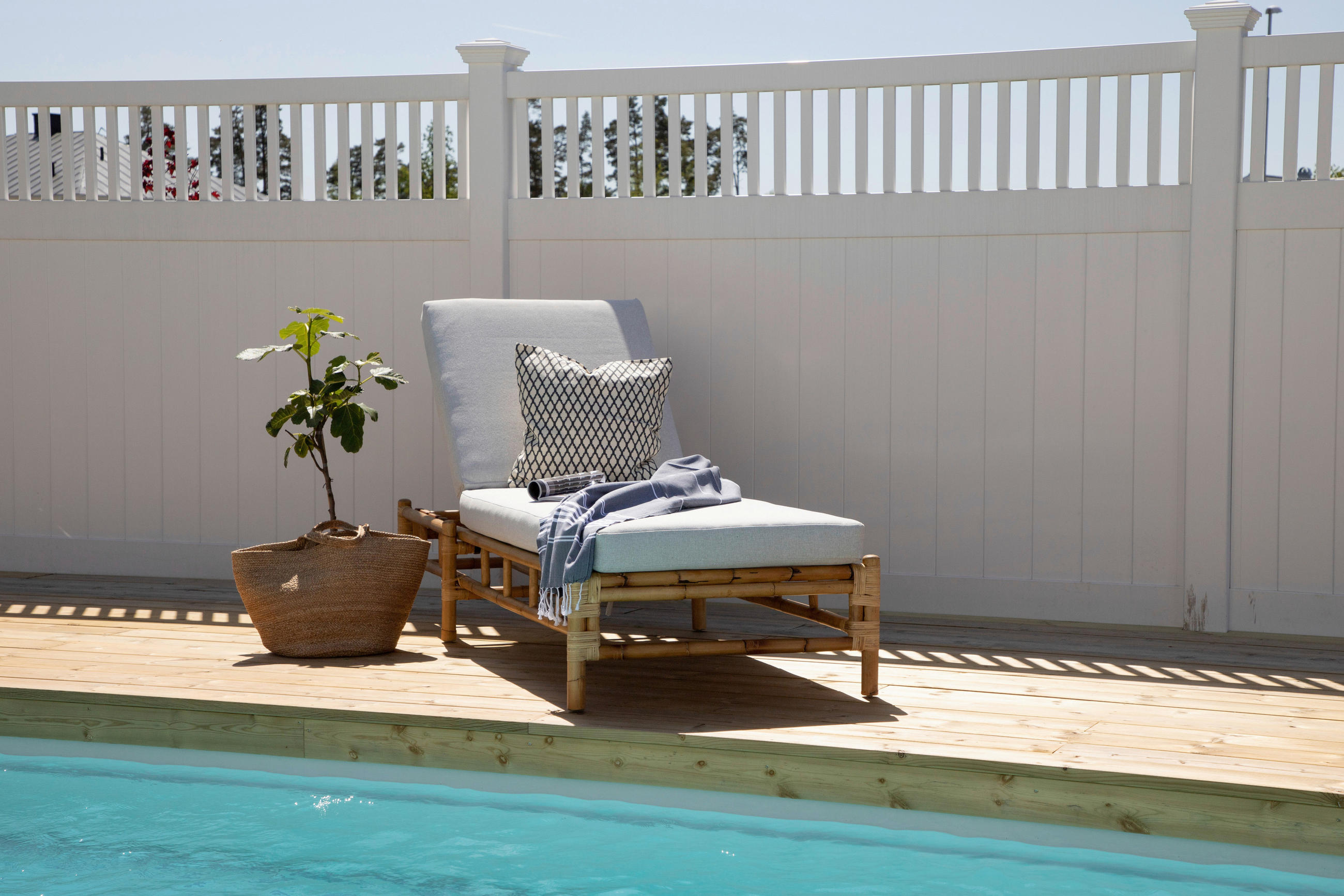 SONNENLIEGE 80/35/210 cm Bambus, Rattan  - Hellbraun/Creme, KONVENTIONELL, Holz/Textil (80/35/210cm) - Gardenson