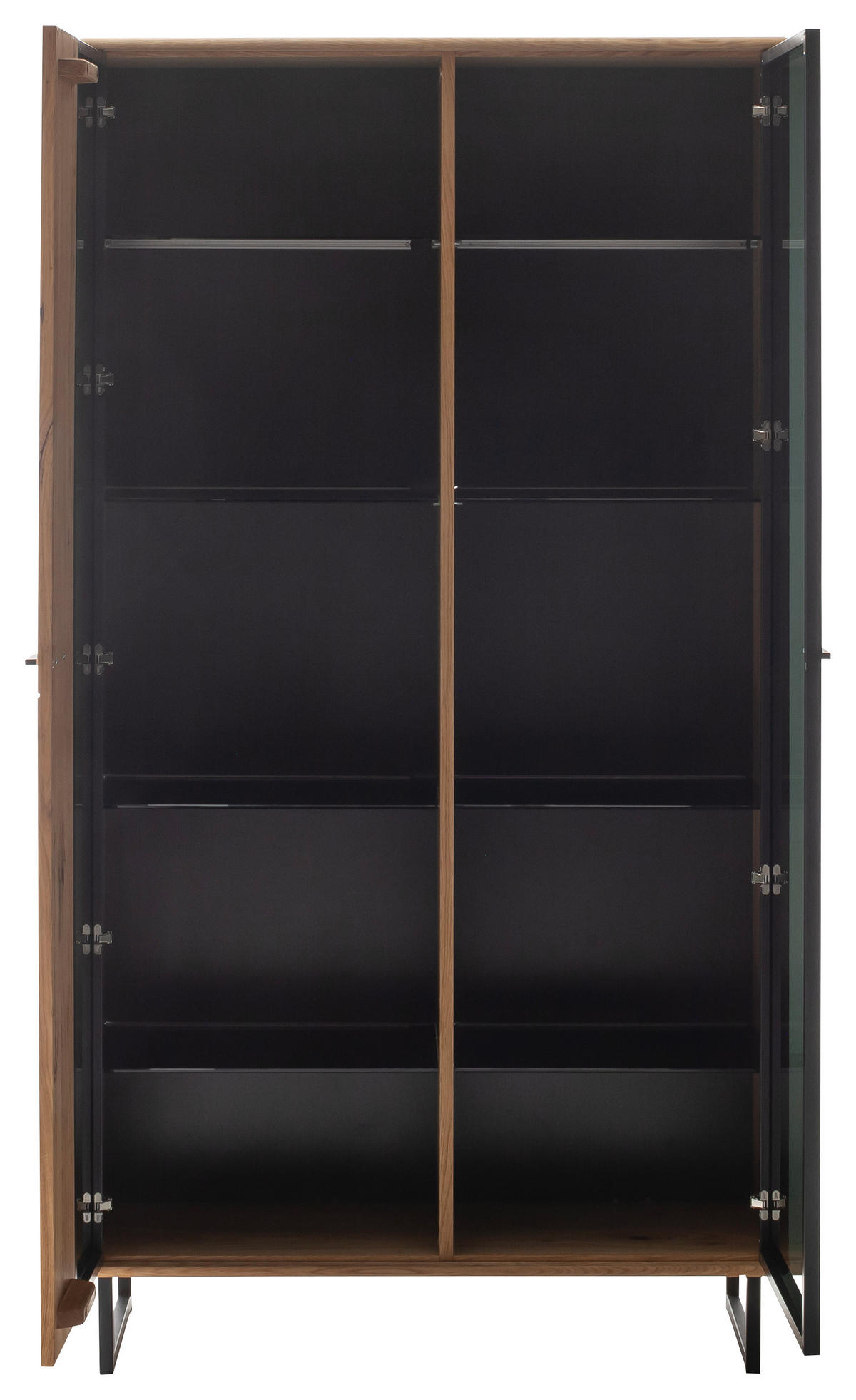 VITRINE in furniert, teilmassiv Balkeneiche Wildeiche  - Wildeiche/Anthrazit, Design, Glas/Holz (100/186/37cm) - MID.YOU