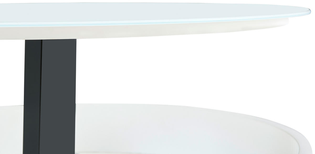 COUCHTISCH ESG 80/80/46 cm rund Schwarz, Weiß  - Schwarz/Weiß, Design, Glas/Holzwerkstoff (80/80/46cm) - MID.YOU