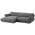 ECKSOFA  in Flachgewebe Dunkelgrau  185/264 cm  - Dunkelgrau/Schwarz, Design, Kunststoff/Textil (185/264cm) - Belluti