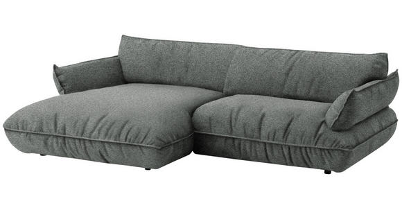 ECKSOFA  in Flachgewebe Dunkelgrau  185/264 cm  - Dunkelgrau/Schwarz, Design, Kunststoff/Textil (185/264cm) - Belluti
