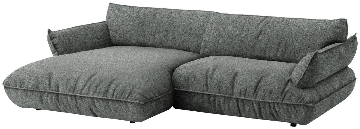 ECKSOFA  in Flachgewebe Dunkelgrau  185/264 cm  - Dunkelgrau/Schwarz, Design, Kunststoff/Textil (185/264cm) - Belluti